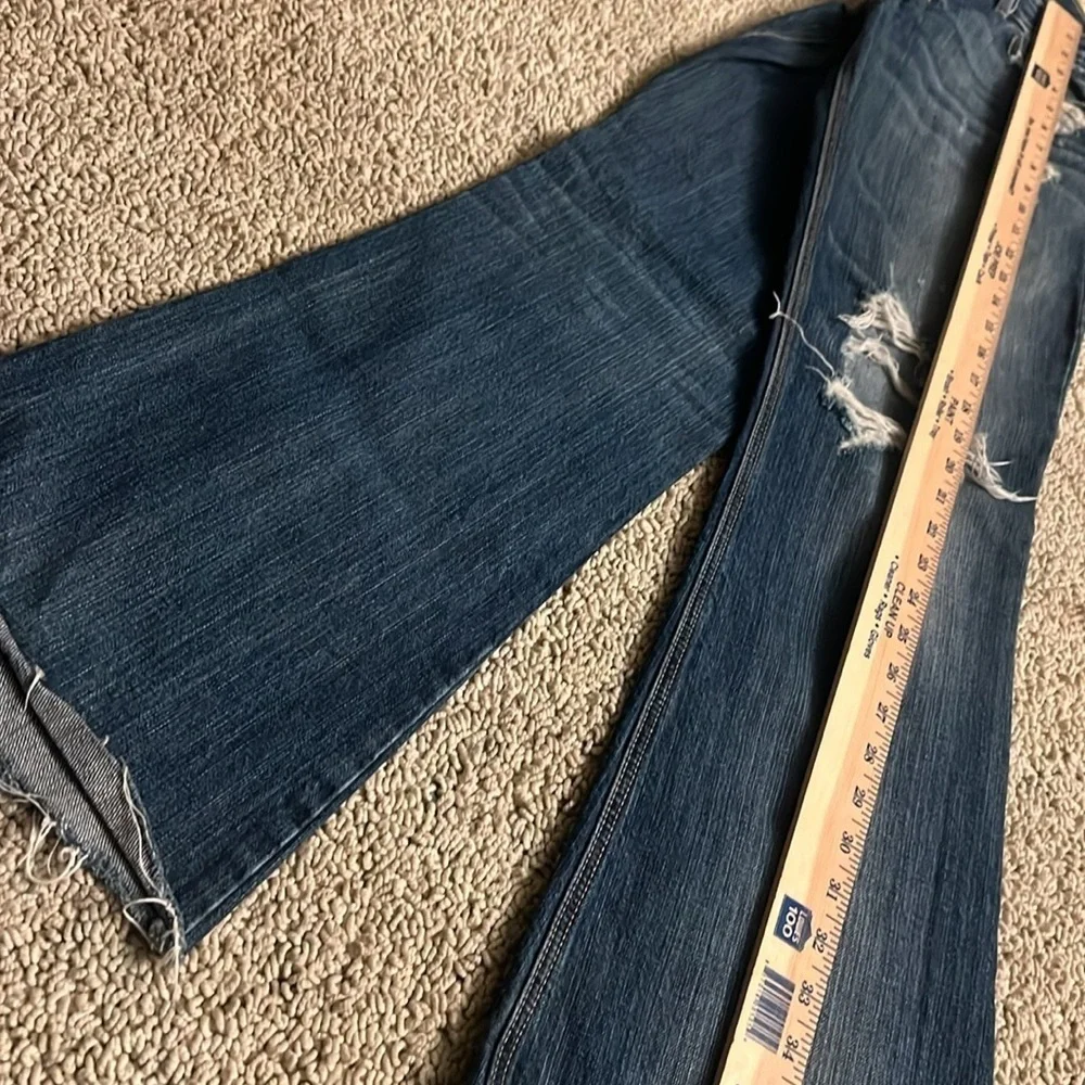 Abercrombie & Fitch Blue Straight Leg Jeans with Distressed Details 335